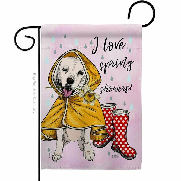 Patio Trasero Love Spring Shower Animals Dog 13 x 18.5 in. Double-Sided Decorative Vertical Garden Flags for PA3912910